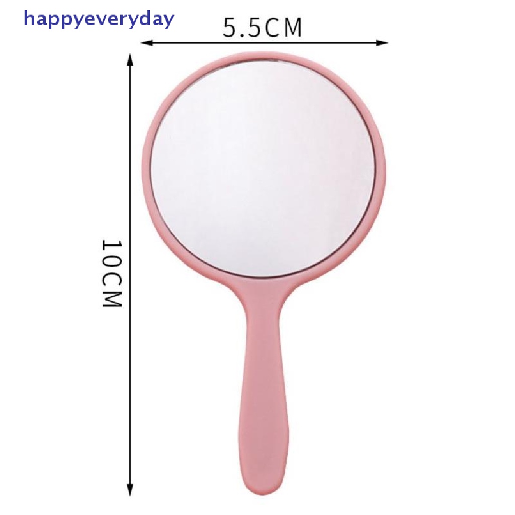 [happy] Cermin Rias Genggam Bulat Vanity Mirror Dengan Handle Hand Mirror Kosmetik [ID]