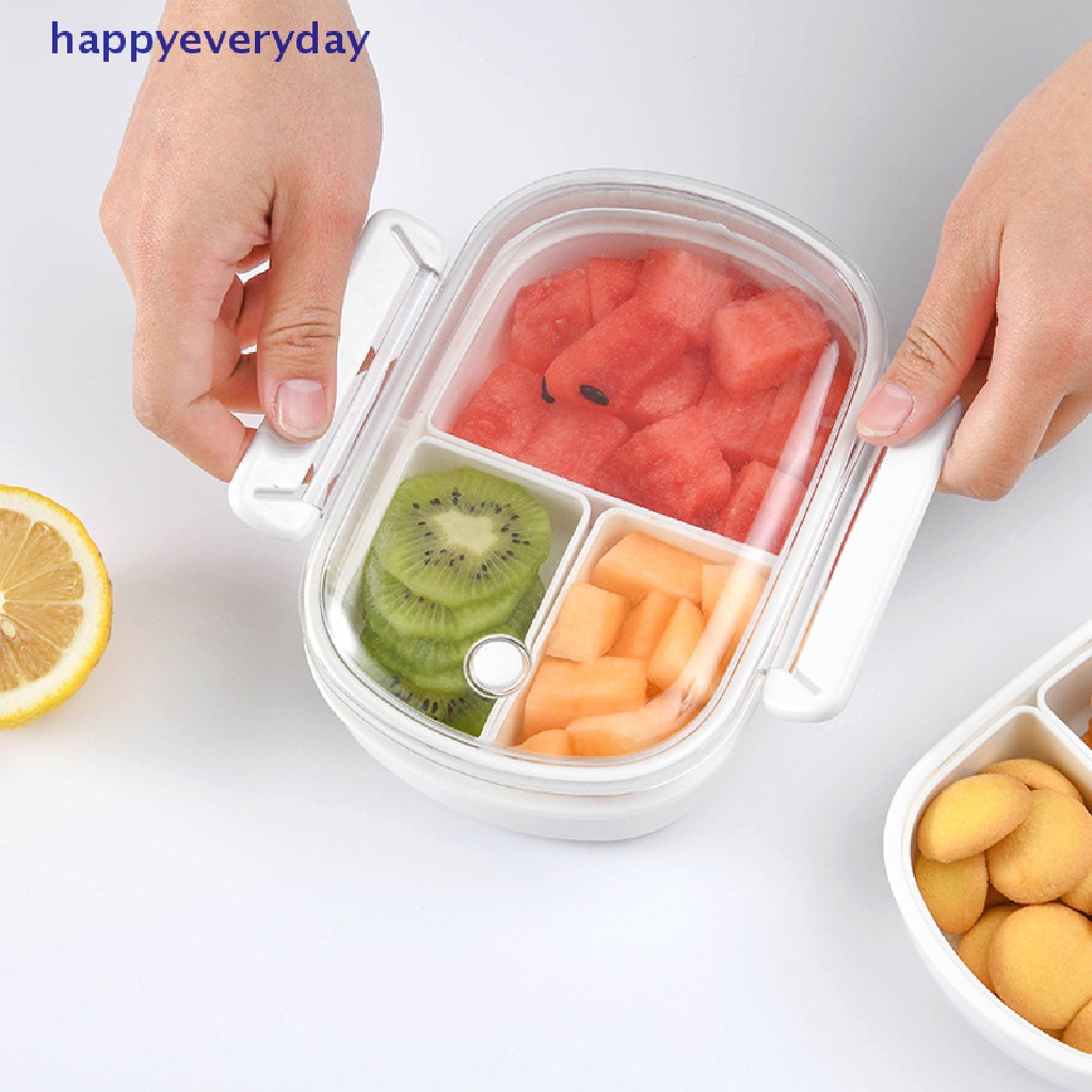 [happy] Bento Lunch Box Sekat Bisa Dilepas Microwave Aman Kulkas Buah Tetap Segar Kotak Penyimpanan [ID]