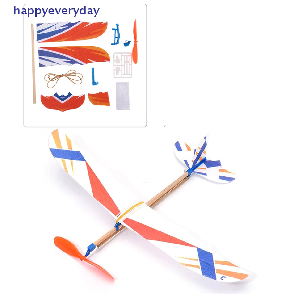 [happy] Karet Gelang Elastis Bertenaga Pesawat Glider Flying Plane Pesawat DIY Mainan Anak [ID]