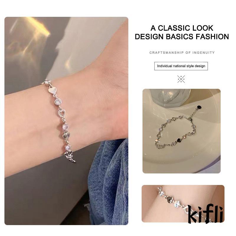 [KD] Mencintai Berlian Gelang Wanita Gaya Keren Cahaya Mewah High-end Rasa Pacar Handwear