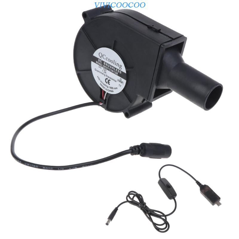 Vivi BBQ Blower Charcoals Chimney Starter BBQ Fan, Kipas Mini USB-C, Blower Elektrik Starter Untuk Outdoor, Include Kabel Listrik