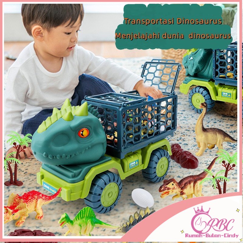 【Reay Stock 】Pengangkut dinosaurus besar mainan anak-anak set Tyrannosaurus rex inersia transporter drop-proof dinosaurus kendaraan konstruksi hadiah anak laki-laki - Jakarta Mengirimkan