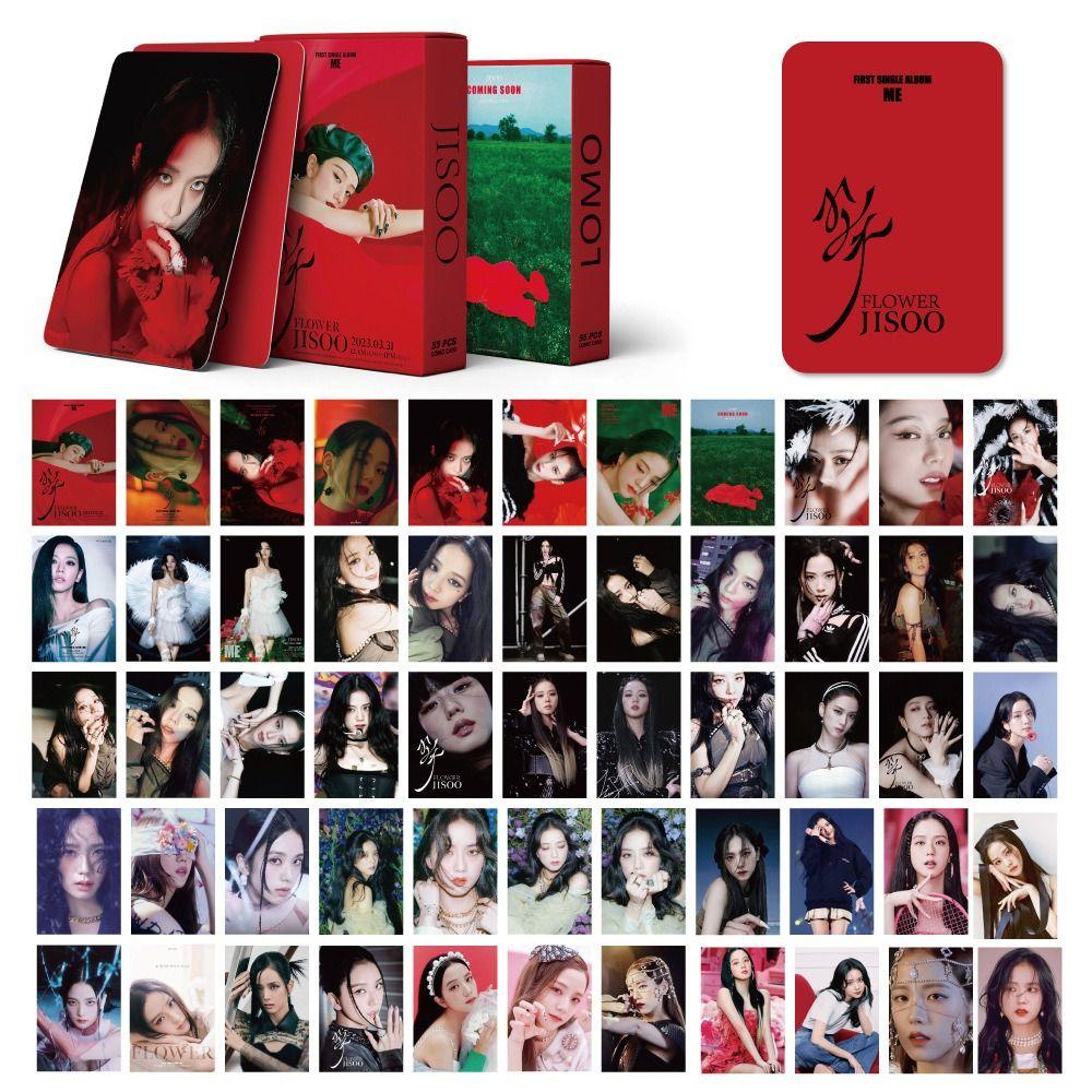 Mxbeauty Lomo Card Set Flash Gift Card 55pcs/Box Korea Fashion Cewek Grup Album Kartu LISA JISOO Kartu Harta Karun Set JISOO Lomo Card