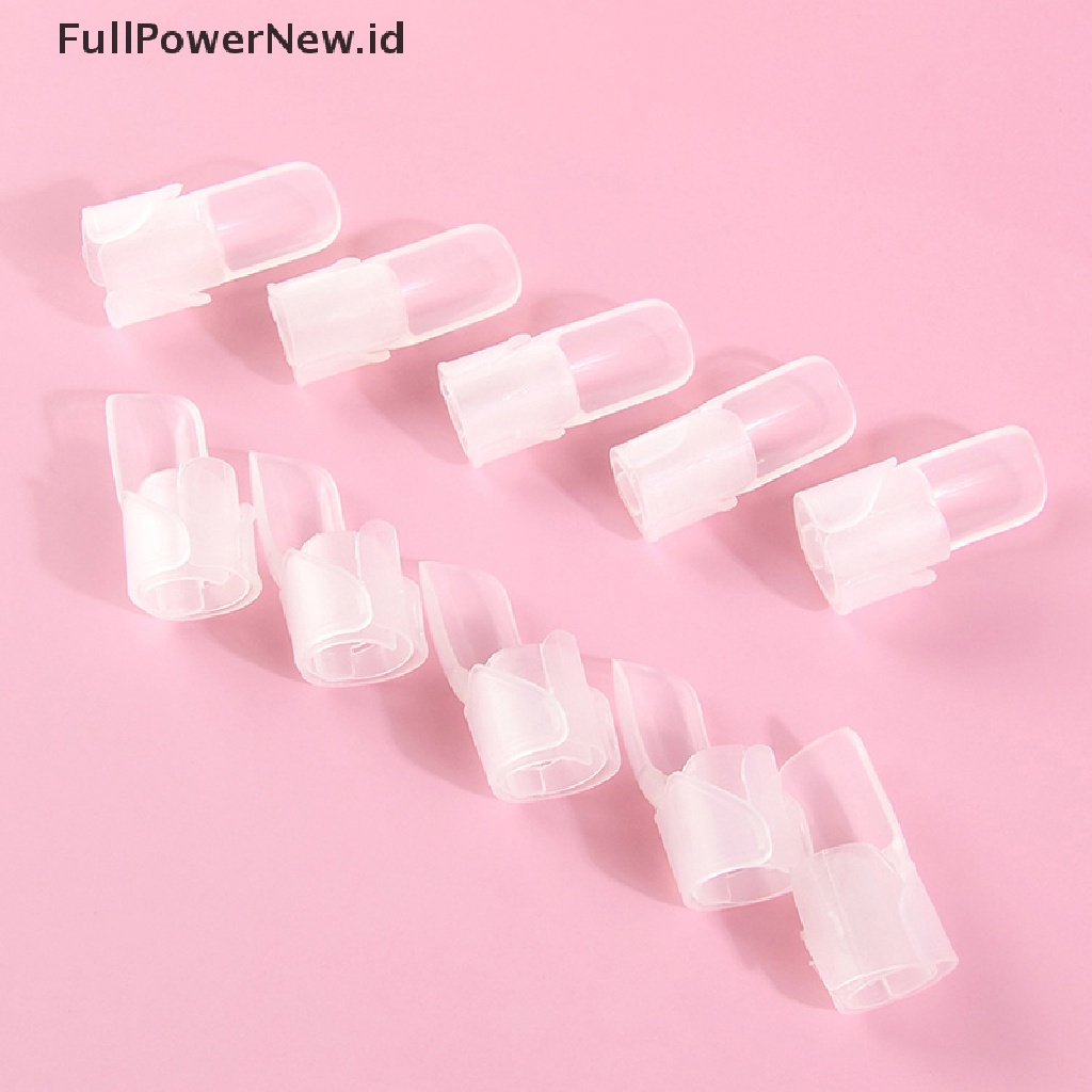 Power 10pc Klip Pelindung Kutek Caps Art Tool Manicure Penutup Jari Plastik ID