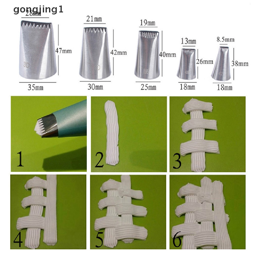 Ggg 5pcs Keranjang Anyam Tips Icing Piping Nozzle Stainless Steel Wrig Tube Nozzle ID