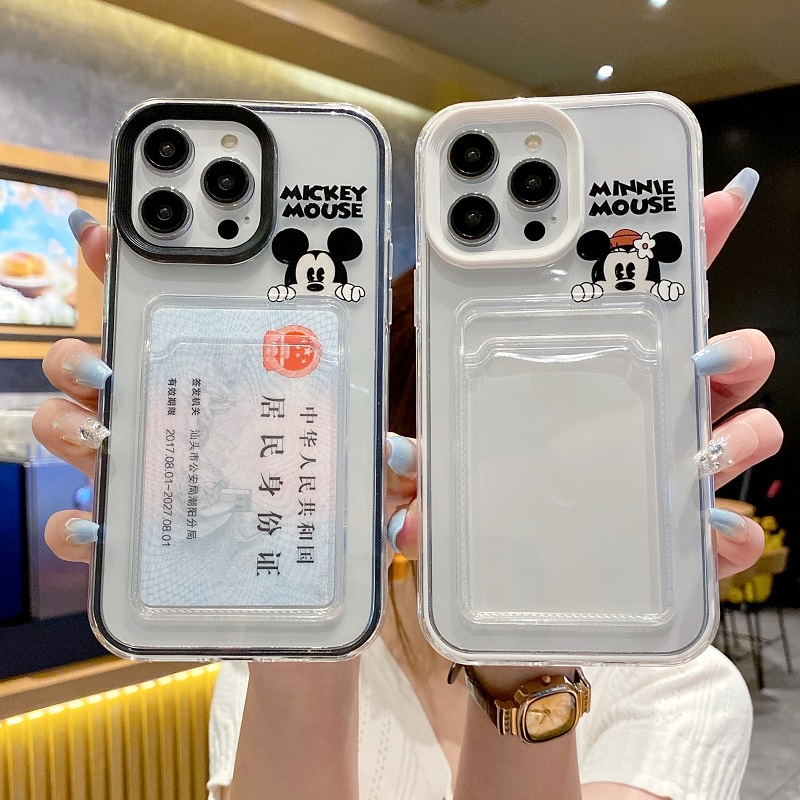 Kartu Pelindung 3in1 Desain Lengan Untuk iPhone Case14 13 12 11 Pro Max X XR XS Max7 8 Plus Kartun Mickey Minne