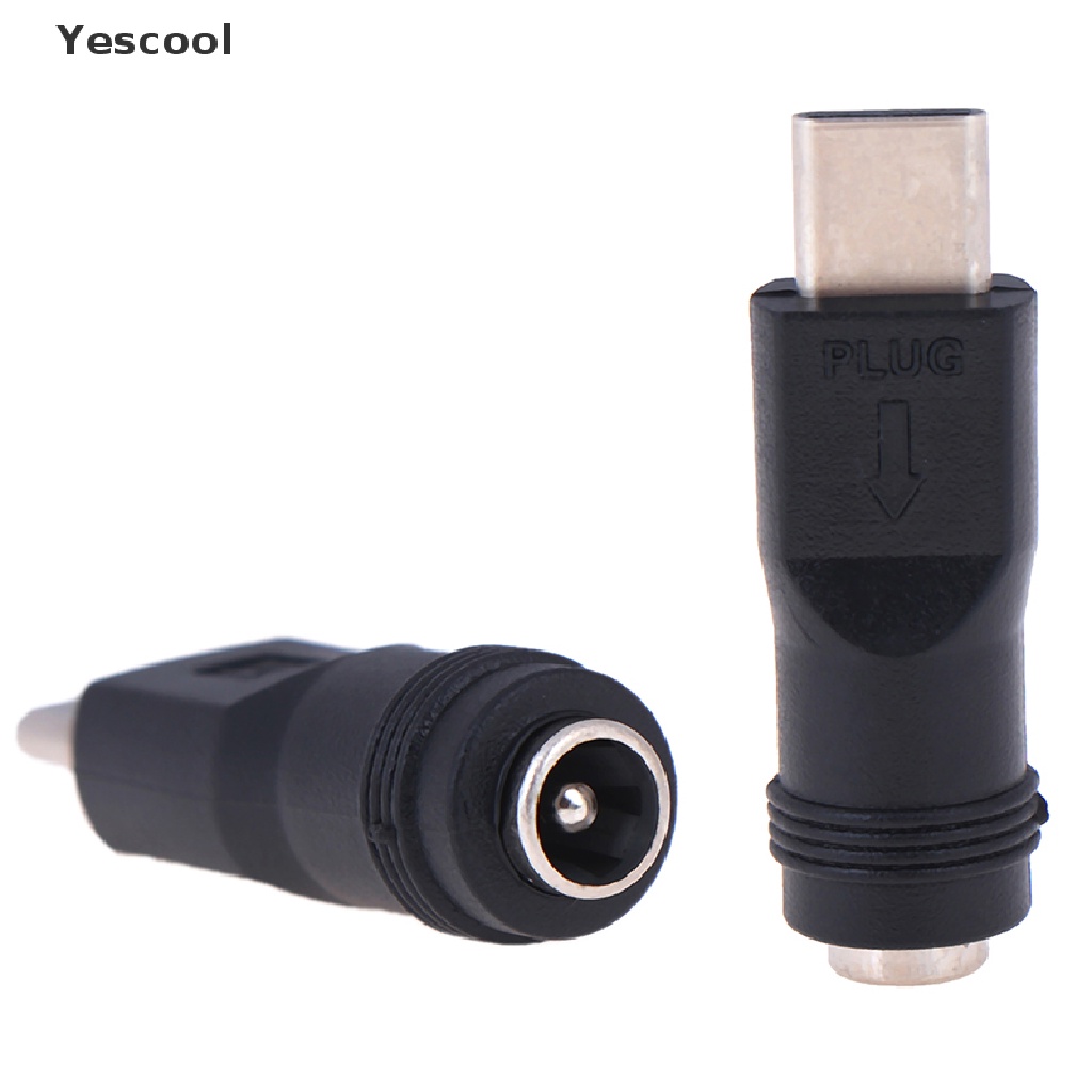 Yescool 1pcs jack Female 5.5 * 2.1mm Ke Type-C 3.1 Male Plug 90.180derajat DC Adaptor ID