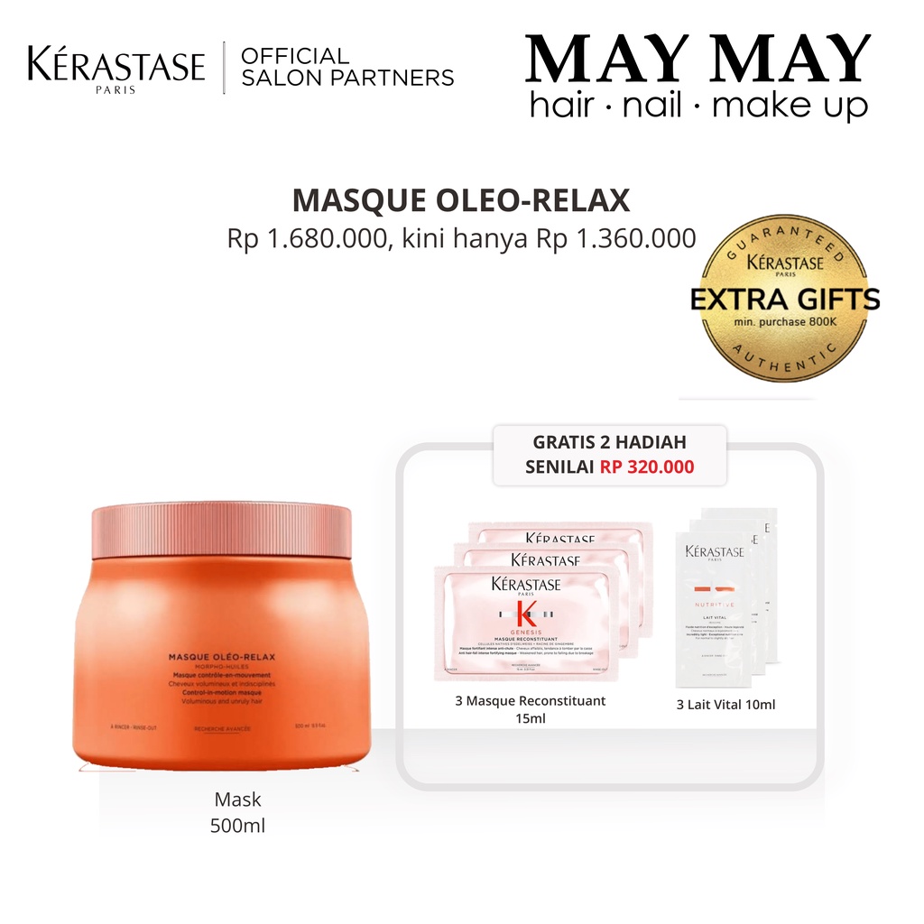 Kerastase Masque Oleo Relax 500ml Masker Rambut Sulit Diatur