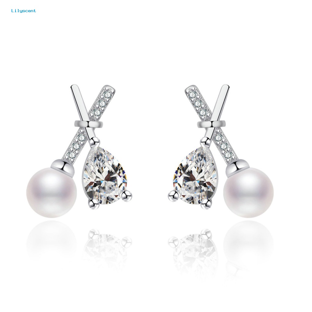 Lilyscent 1pasang Anting Pejantan Tidak Teratur Untuk Perjamuan Perhiasan Fashion Faux Zircon Ear Studs Rhinestone Bertatahkan