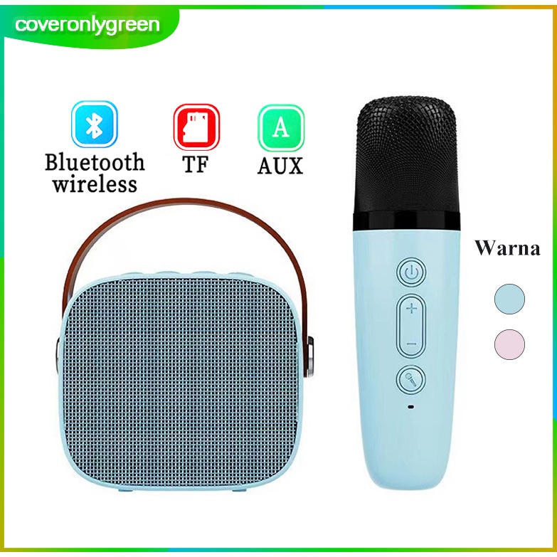 Speaker Bluetooth mini speaker bluetooth karaoke set lengkap speaker bluetooth mic wireless - Garansi 1 tahun-Biru / Merah Muda