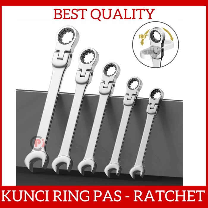 Kunci Ring Pas Wrench Ratchet Sistem 8 10 12 13 14 17 19 MM Kombinasi