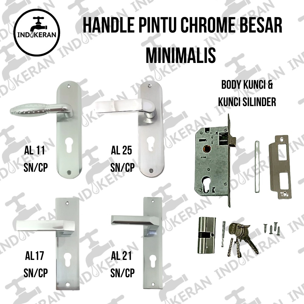 INDOKERAN - Handle Pintu Silver Chrome Kotak Minimalis - Besar