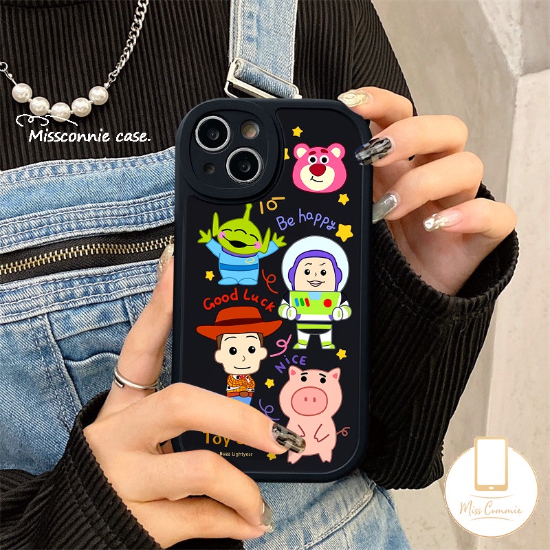 Kartun Toy Story Alien Cute Strawberry Bear Manyo Phone Case Kompatibel Untuk IPhone 7Plus 11 Pro Max XR X7 8 6 6s Plus 14 13 12 Pro Max XS Max SE 2020 Lovely Pig Soft Tpu Cover