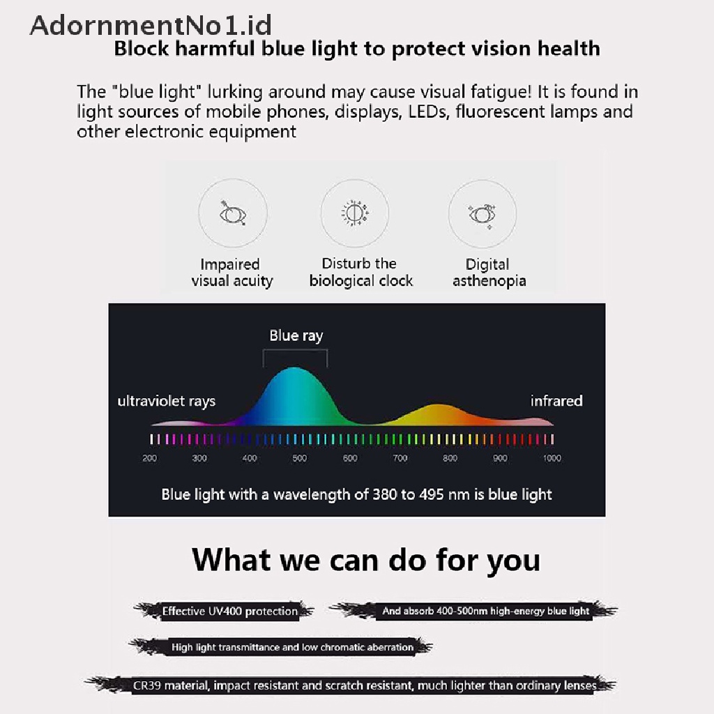 [AdornmentNo1] Kacamata Baca Tanpa Bingkai Anti Blue Light Bifocal Kacamata Pembesaran Jauh Dekat [ID]