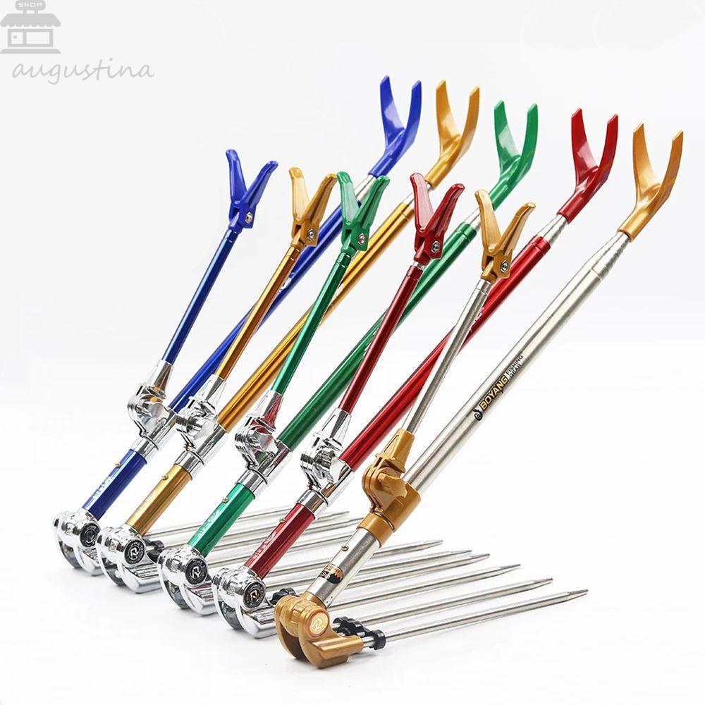 AUGUSTINA Fishing Accessories Fishing Rods Holder Equipment Fishing Bracket Fishing Pole Holder Fishing Tools Telescopic Stainless Steel 1.5M 1.7M 2.1M 2.3M Adjustable Double Groove Hand Rod/Multicolor