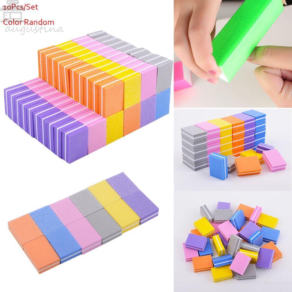 Agustinina Kikir Kuku Dua Sisi 10pcs/lot Blok Buffer Sanding Sponge Poles