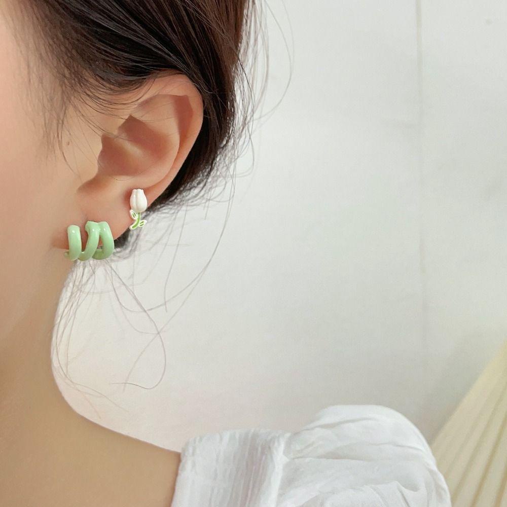 Needway Anting Perempuan set Lucu Retro 3pasang /set Hadiah Trendi Bunga Elegan Musim Semi Fashion Perhiasan