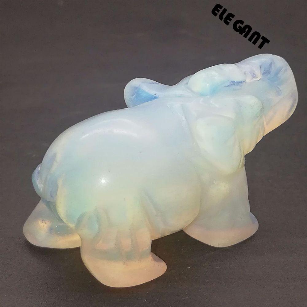 [Elegan] Patung Batu Permata Gajah Ukir Tangan Craft Opalite Home Office Desk Ornament Fashion Untuk Dekorasi Rumah 1.5 Inch