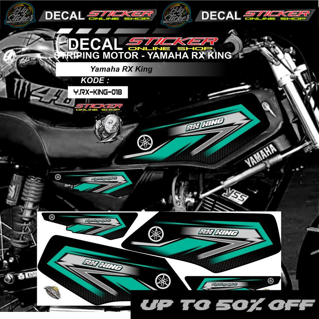 Striping variasi yamaha RX King Motif racing variasi/ STICKER RX KING STRIPING KEREN