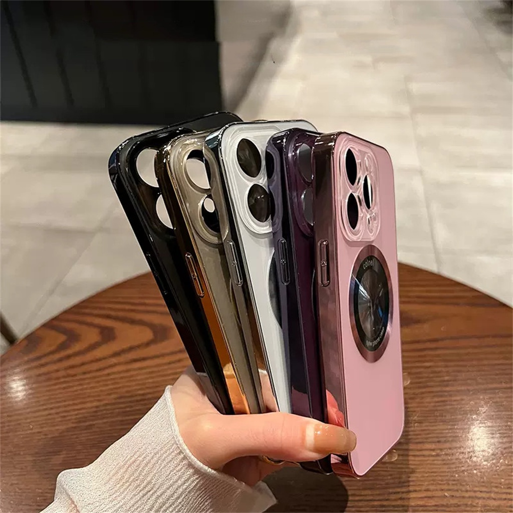 Casing Magnet Logam Mewah iPhone 14 Pro Max Case14 Plus Iphone13 12 Pro Max Casing Electroplated Camera Protection Full Cover Shockproof Hard Back Cover