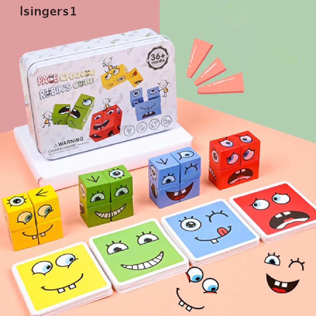 [lsingers1] Facechanging Magic Cube Building BlockGame Matching Expression Puzzle Mainan Butik