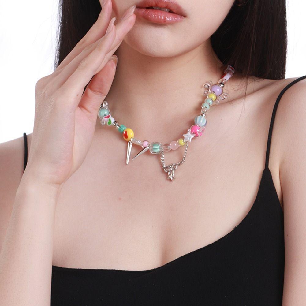 Mxbeauty Gelang Gaya Korea Trendi Keren Manis Hati Permen Warna-Warni Musim Panas Manik Indah Wanita Rantai Bracelet