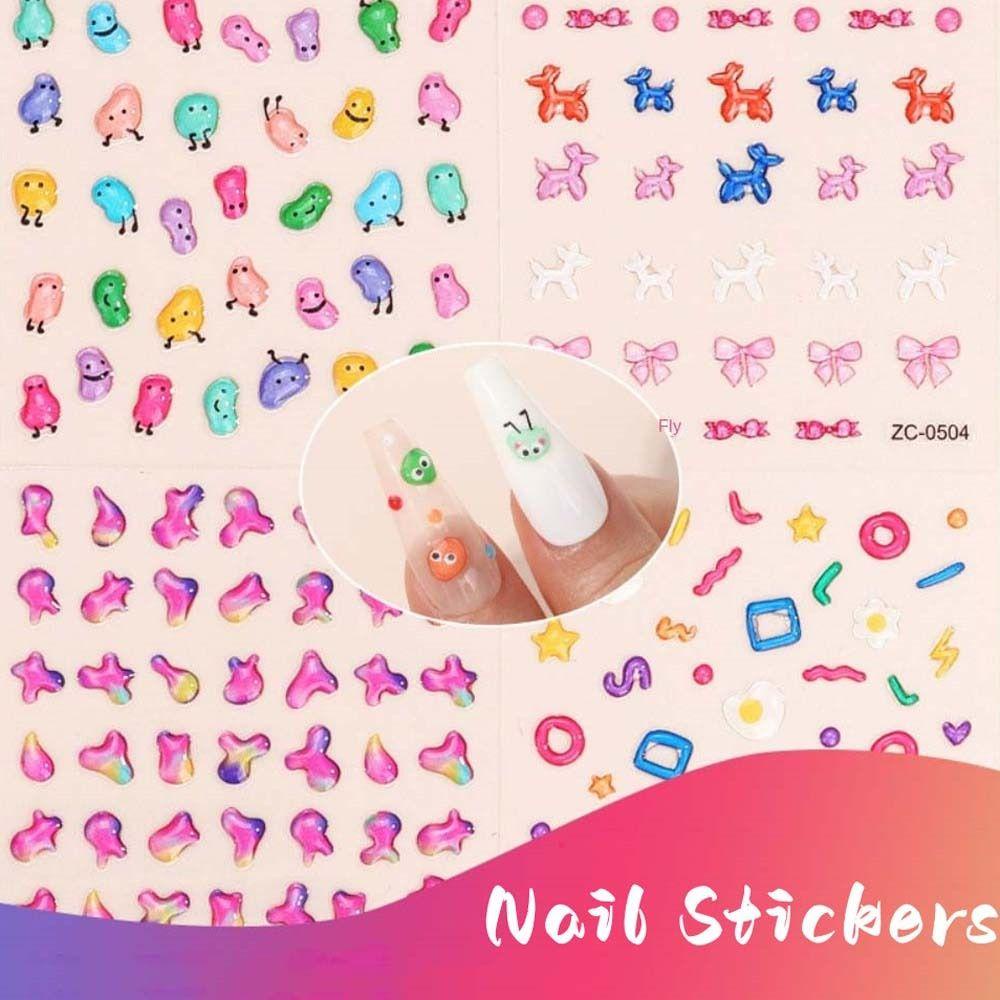 Mxbeauty Stiker Kuku Jelly Lucu Imut Love Hati Perekat Lembut Smile Panda Dekorasi Kuku