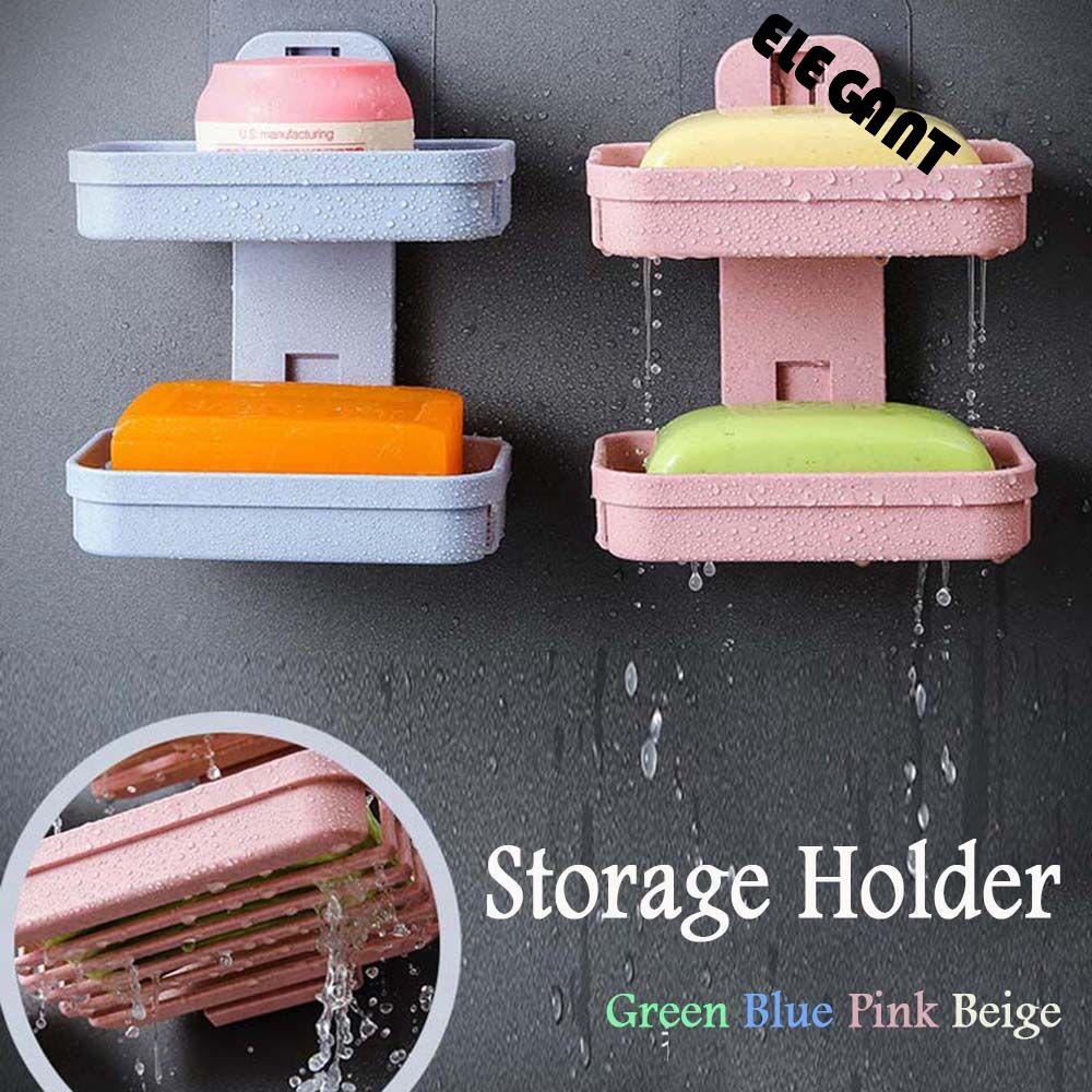 [Elegan] Tempat Penyimpanan Tahan Air Kreatif Sabun Drainer Rak Dinding Peralatan Dapur Kosmetik Storage Organizer