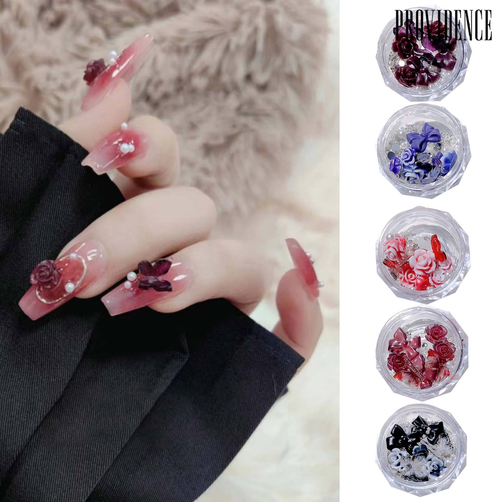 Providence 1kotak Nail Art Decor Shining Glitter High Gloss DIY Shiny Efek Visual Nail Camellia Bows Mix Chain Manicure Charm Nail Salon Supply