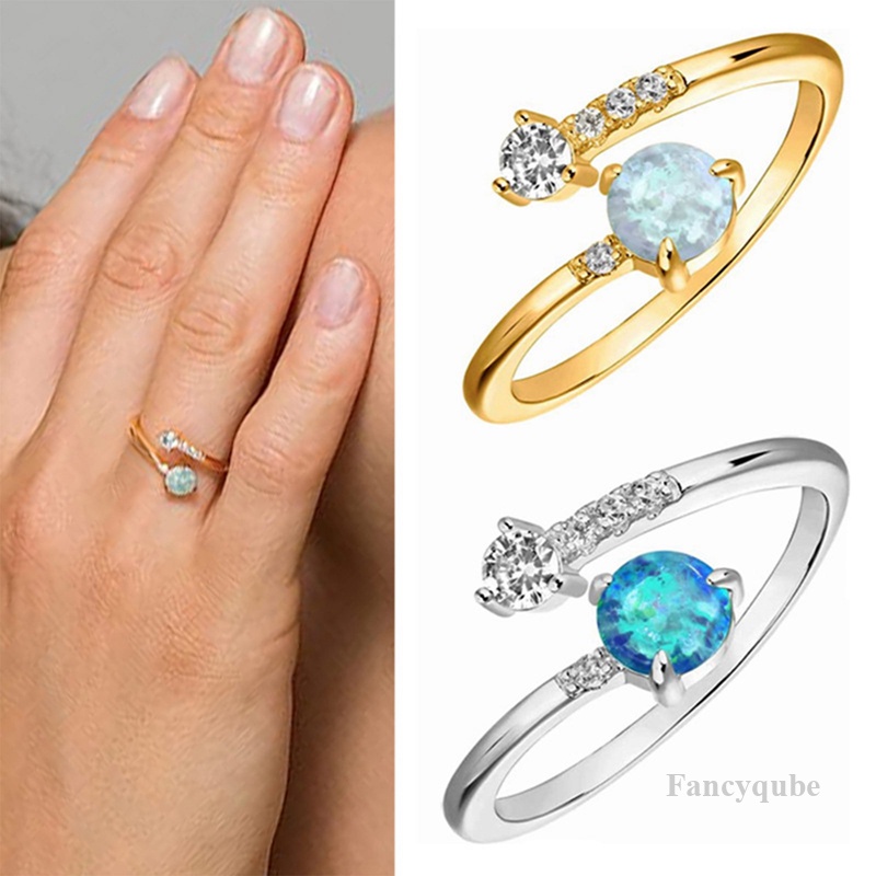 Korea Opal Berputar Anxiety Rings Untuk Wanita Warna Emas Zirkon Kawin Cincin Adjustable Gadis Anti Stres Gelisah Perhiasan Hadiah