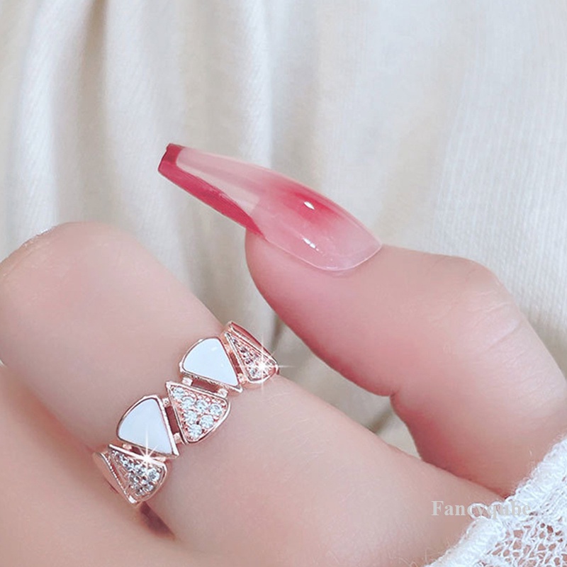 Korea Desain Baru Fashion Zirkon Tembaga Kipas Cincin Elegan Wanita Harian Pembukaan Cincin Yang Dapat Disesuaikan