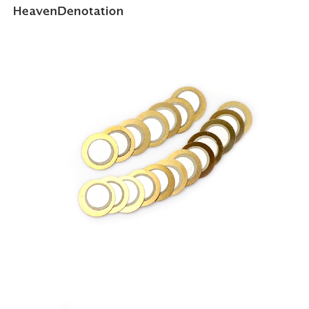 [HeavenDenotation] 20pcs 20mm Elemen Piezo Sounder Sensor Trigger Drum Disc 6.5KHZ Tembaga HDV