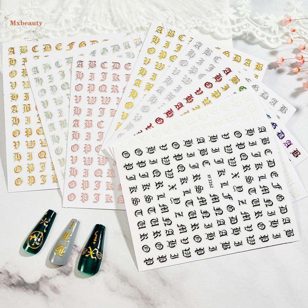 Mxbeauty Huruf Stiker Kuku Jepang Warna-Warni Fashion Self Adhesive Nail Art Dekorasi