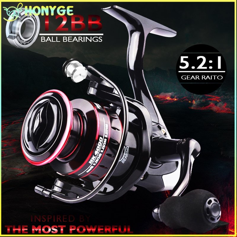 Inverno Equipamento De Pesca Spinning Reel Fishing Reel Hk 5.2: 1 Tiro Longo Roda De Fiar Nenhuma Lacuna Pesca Da Carpa Enfrentar Arrastar Max 10 Kg