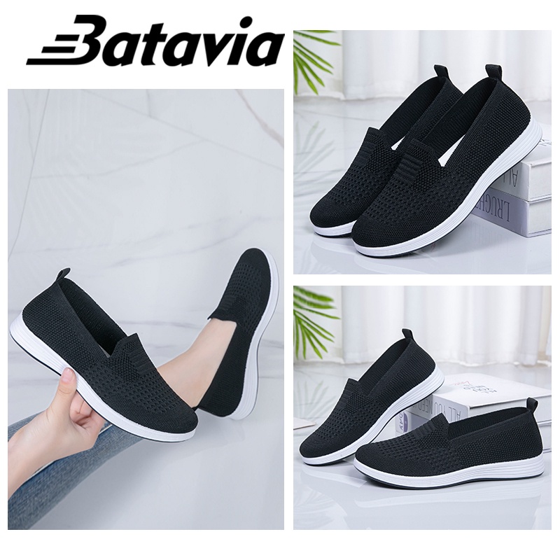 Batavia Impor anyaman terbang fashion sepatu wanita Korea merek bernapas ringan tahan aus ibu sepatu sepatu kasual sepatu pantofel A168