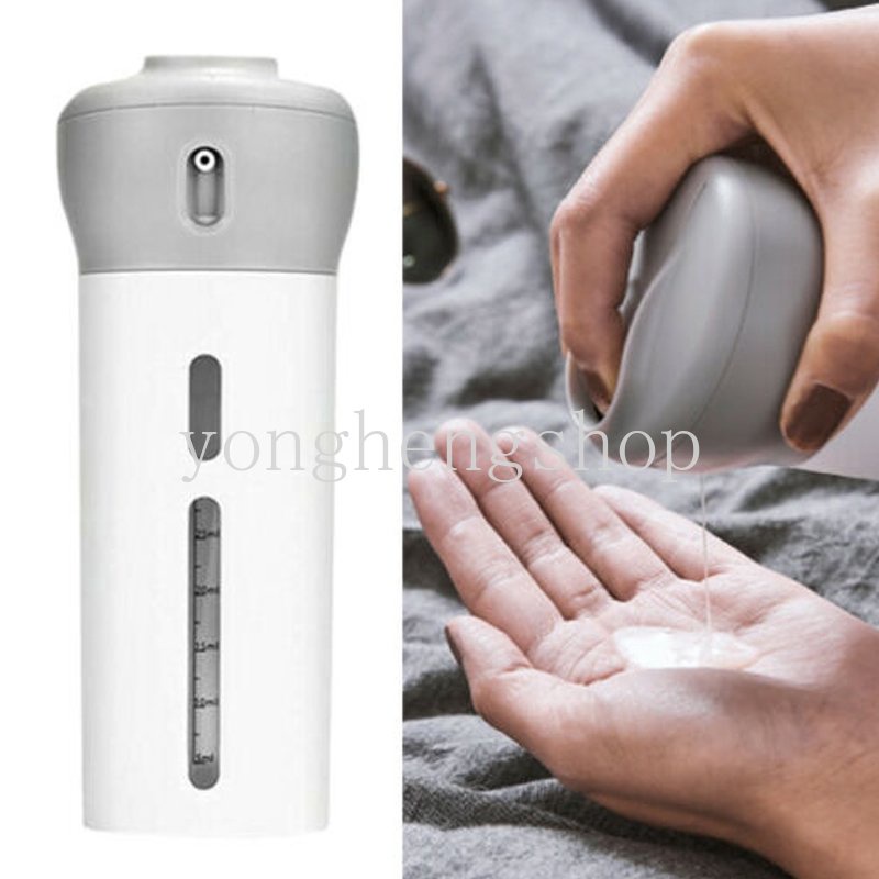 Kreatif 4in1 Shampoo Lotion Dispenser Travel Portable Shower Gel Wadah Emulsi Isi Ulang Sabun Cair Split bottle Botol Terpisah Toiletries Sub-Botol