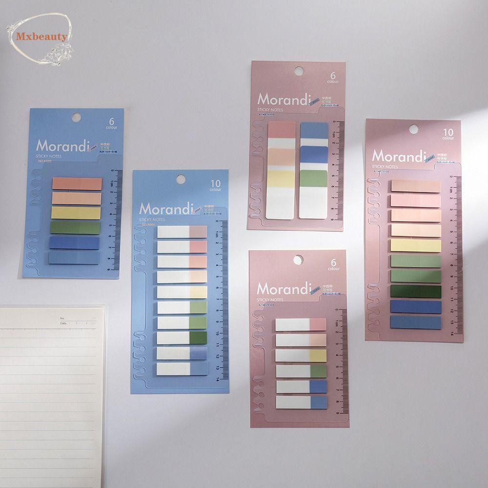 Mxbeauty Label Tempel Dengan Penggaris Sekolah Kawaii Sticky Notes DIY Dekorasi Perlengkapan Kantor Siswa Label Bookmark