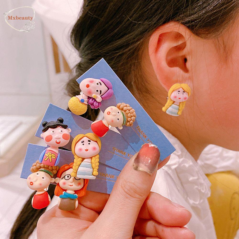 Mxbeauty Kartun Klip Anting Lucu Temperamen Hadiah Resin Anak Tanpa Tindik Gaya Korea Earrings