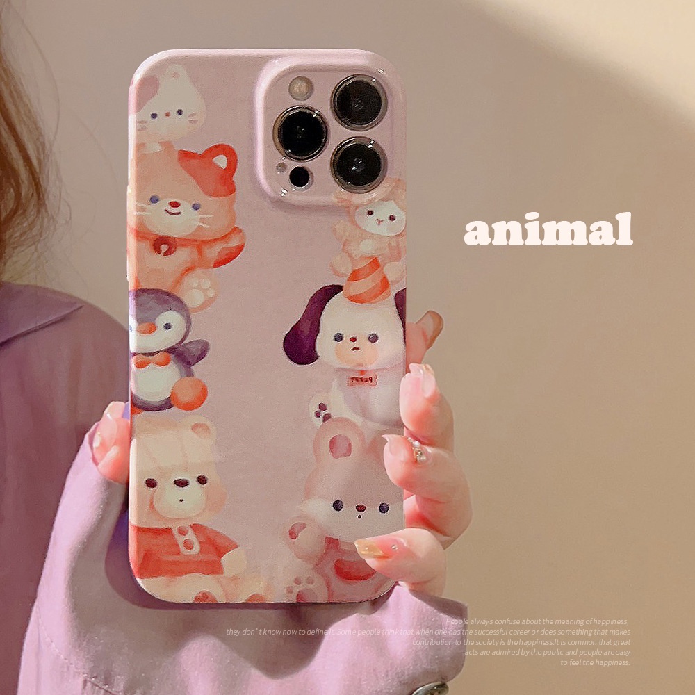 Ins Lucu Ungu Hello Boneka Kartun Kerang Keras Fotografi Film Case Untuk Iphone SE 2020 7 /8 Plus 14x XR XM 11 12 13 PRO MAX Casing Cover Pelindung AT0193
