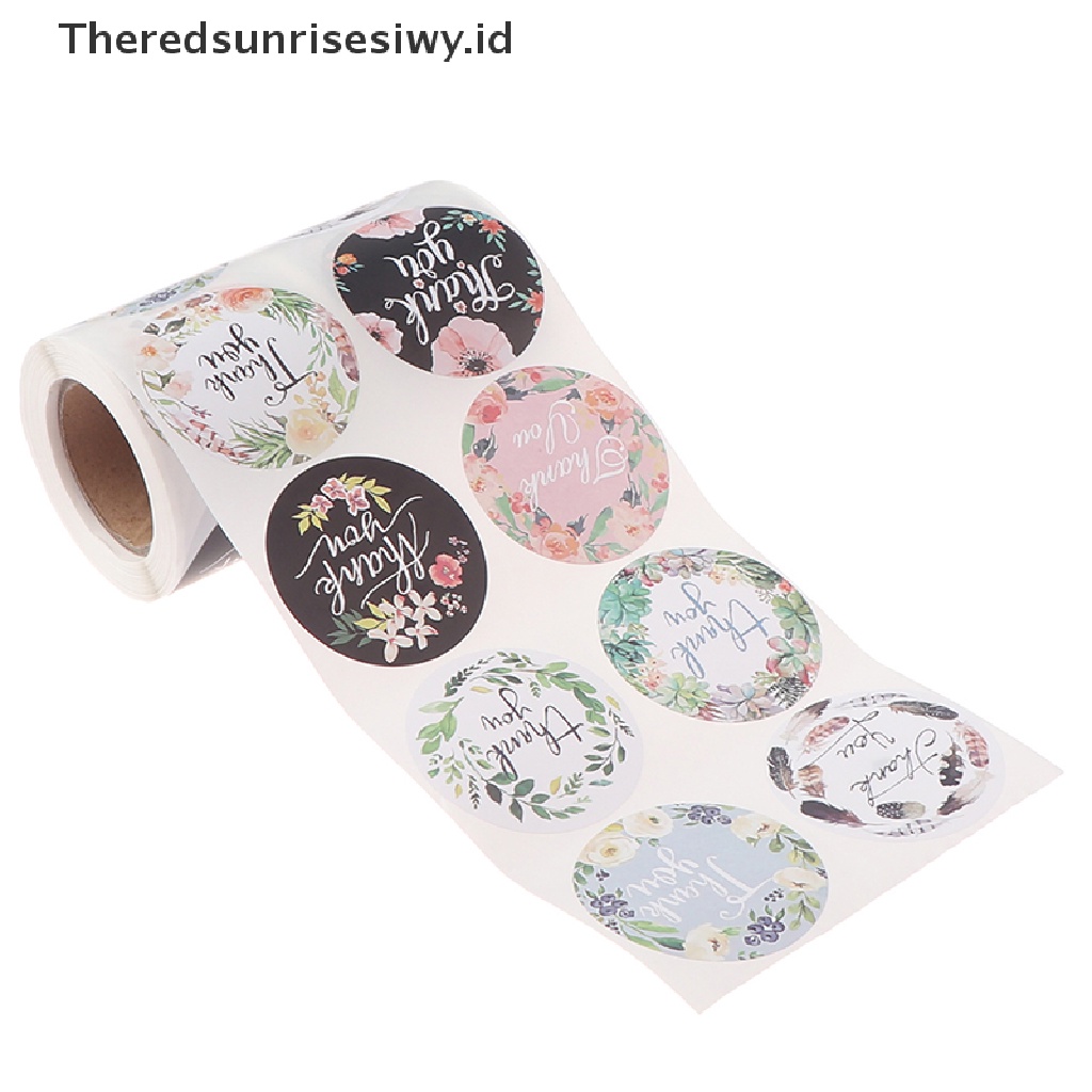 # Kado Mom &amp; PAPA DIY # 500pcs Stiker Thank You Bunga 2inch 8warna Tas Kotak Tissue Segel Sticker~