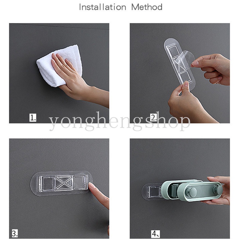Kreatif Slot Ganda Klip Pel Bebas Pukulan Dinding Mop Holder Dengan Kait Sikat Sapu Gantungan Kait Multifungsi Rak Penyimpanan Organizer Kamar Mandi
