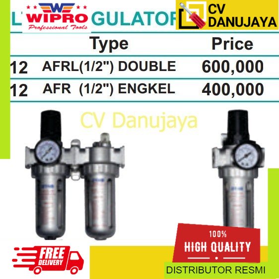 Air Filter Regulator Kompresor 1/2 inch Set Double WIPRO AFRL