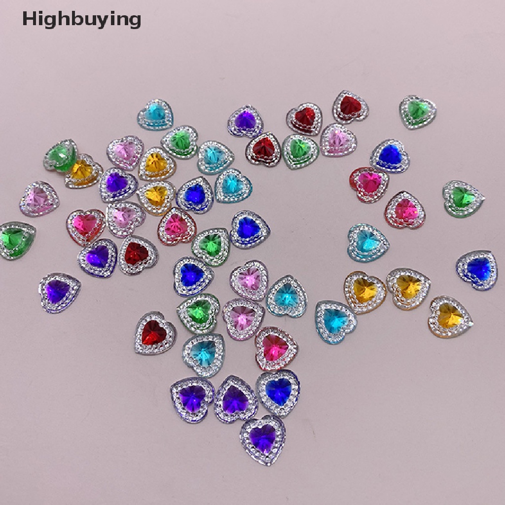 Hbid 50pcs 12mm Hot Selling Berbentuk Hati Bor Resin Warna DIY Handmade Aksesoris Rambut Anak Jepit Rambut Glory