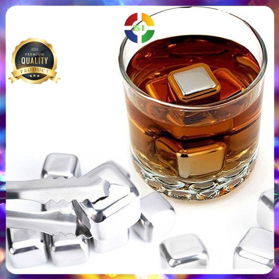 Es Batu Instant Anti Cair Reusable Stainless Steel Ice Cub 4 Pcs No Color