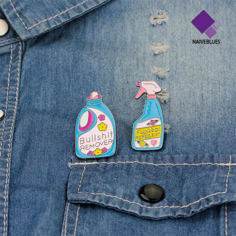 &lt; Naiveblues &gt; Lovely Laundry Detergent Topi Tas Jaket Kerah Lencana Enamel Bros