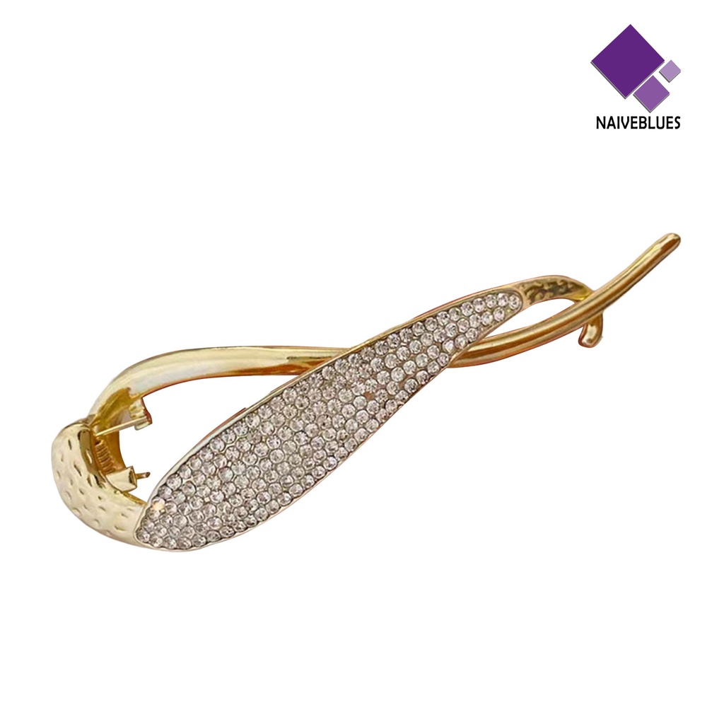 &lt; Naiveblues &gt; Jepit Rambut Berlian Imitasi Lapis Emas Imitasi Mutiara Dekorasi Bentuk S Memperbaiki Temperamen Non-slip Lady Twist
