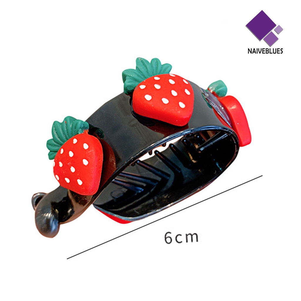 &lt; Naiveblues &gt; Ponytail Jepit Rambut Kartun Manis Lucu Kuat Non-slip Aksesoris Rambut Strawberry Cinta Hati Ikatan Simpul