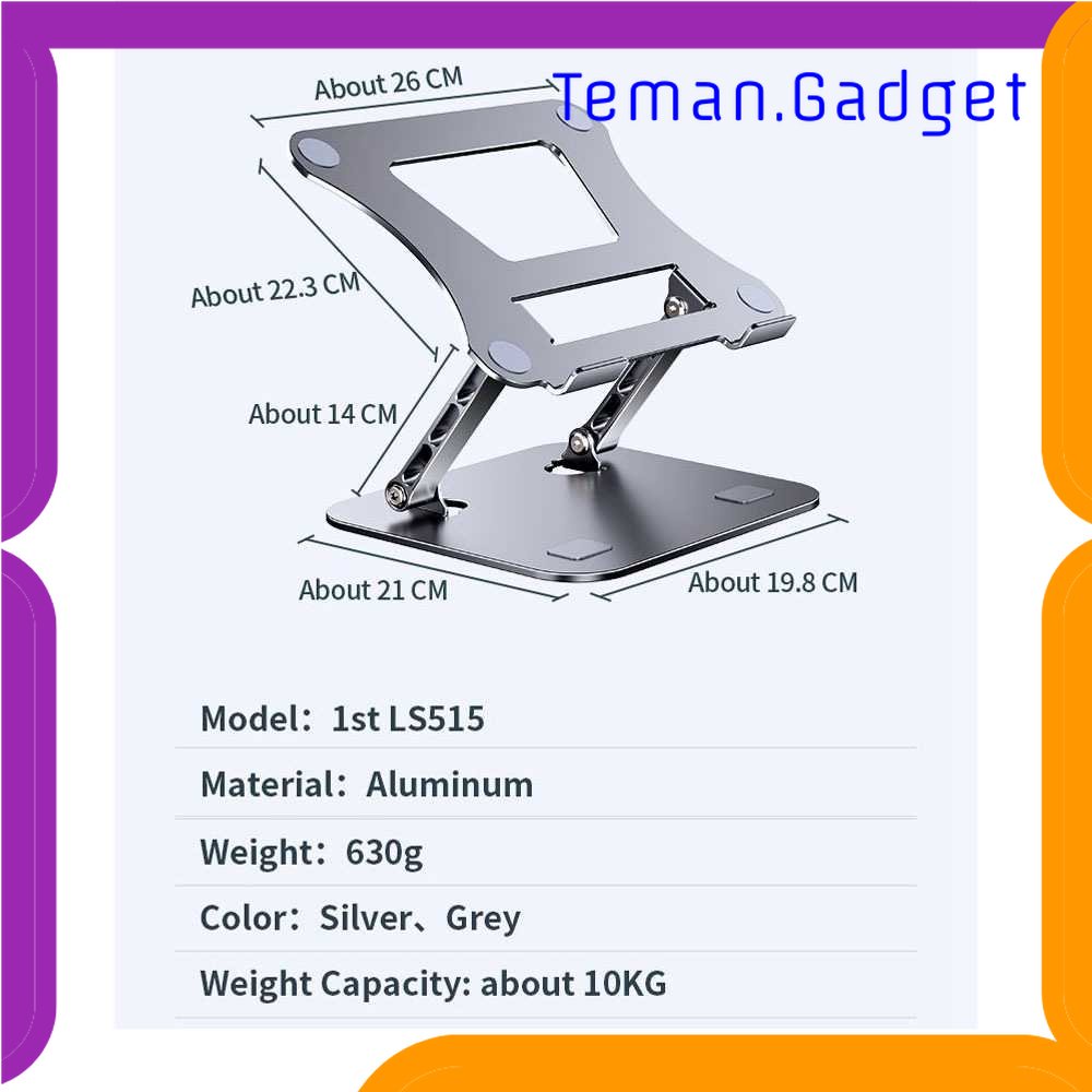 TG - KMP MC Laptop Stand Aluminium Foldable Adjustable Non-Slip - LS515