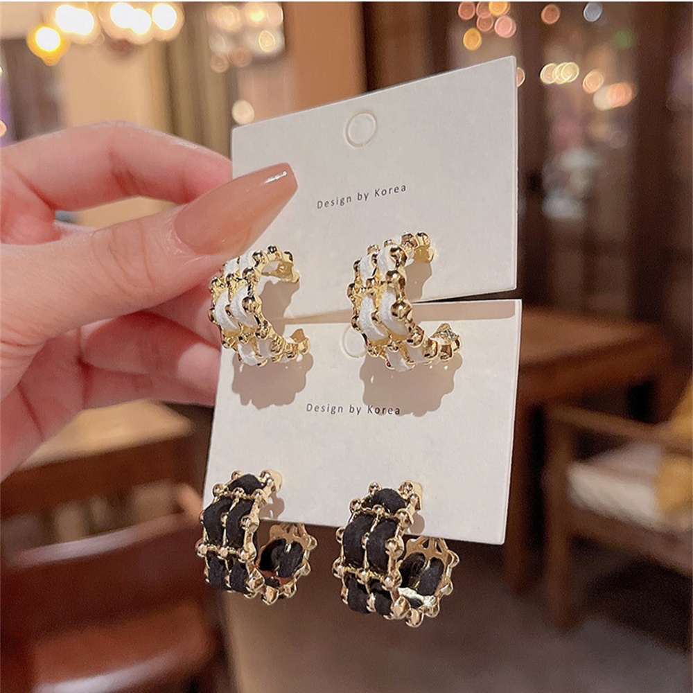 Anting Stud Mewah Berbentuk C Untuk Wanita Ins Style Designer Ear Studs Perhiasan Fashion