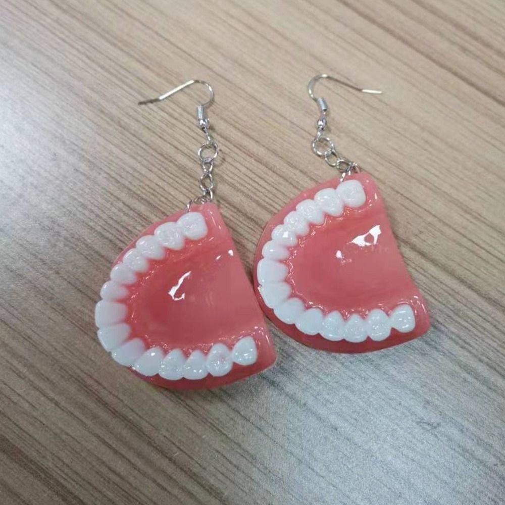 Nanas 1pasang Gigi Anting Kreatif Kepribadian Plastik Alternatif Eardrop